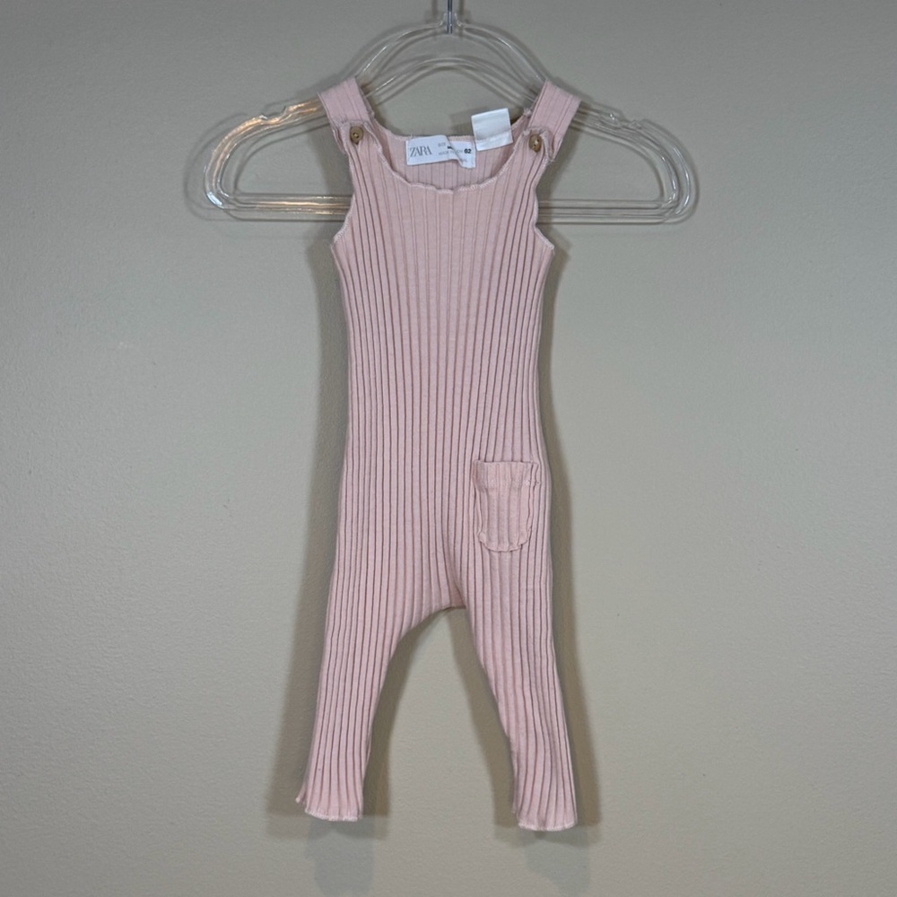 Zara Light Pink Ribbed Romper